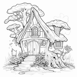 create a 40 page coloring book on elves and fairies their homes magical allure