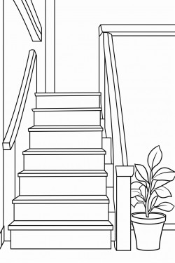 basement office stairs
