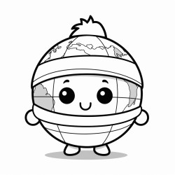 cute minimalist chibi globe in santa costume