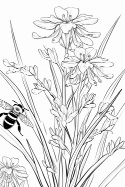 honey bees buzz among the spider plant flowers
