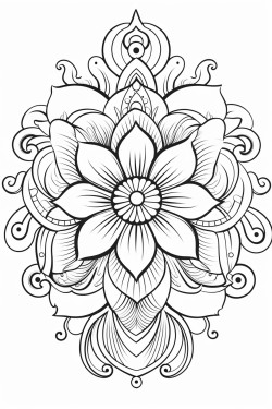 a cute mandala symphony  coloring bookvector white background black and white black drawing