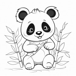 cute panda with bamboo forest