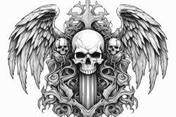tombstones with cross skull and wings
