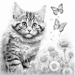 a playful cat chasing a butterfly
