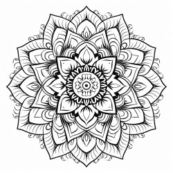 intricate modeldala design drawn in a minimalist black and white style featuring symmetrical patterns and flowing lines ideal for coloring fine ink illustration with delicate details artistic genre