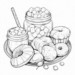coloring pages sweet and salt snacks