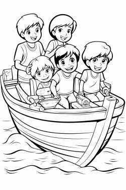 fishers boys working in a big boat