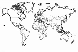 world map with countries and oceans