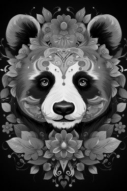 intricate panda face portrait