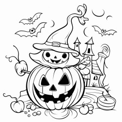 mily kotek na temat halloween z dyniami ktore sie smieja