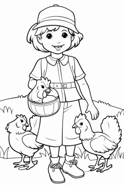 girl with chickens