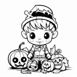 coloring page summerween no background white and black