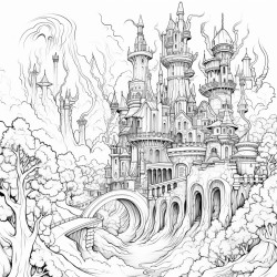 coloring dragon forest castle