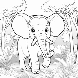 an elephant in a wild forest background