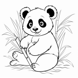 panda siedzi umiechnita wrd bambusw