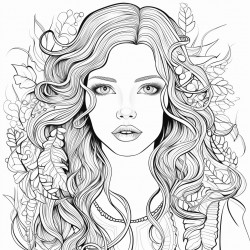 girl portrait adult coloring page