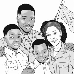 african american veterans reuniting with their family with kids emphasizing the human side of service