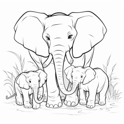 family cubs of elephant