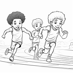 create image for coloring for kids 49 age about sprinters racing on the track