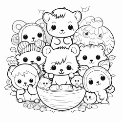 kawaii cover with terrestrial animals