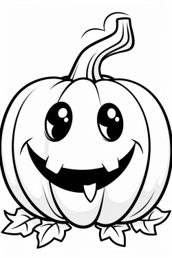generate a large image of a pumpkin with a jackolantern face suitable for a kids colouring book