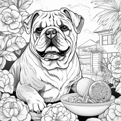 bulldog eating lolipop