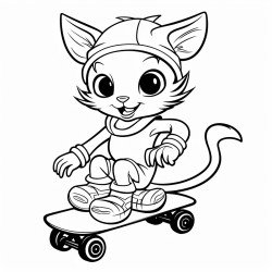 a black cat wearing a ghost costume riding a skate board on halloween