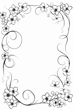 narrow page border for a lettersized sheet of paper featuring a vine with small flowers