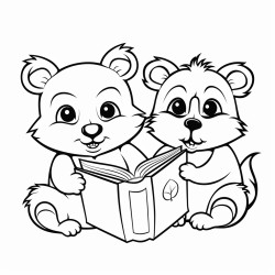 animals reading a book