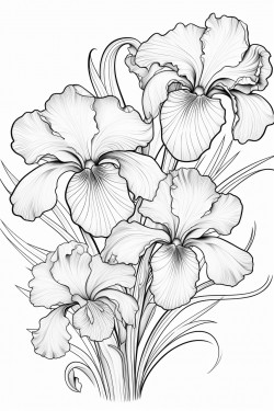 beautiful flower irise kolorowanka