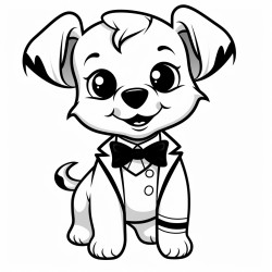 a dog in a tuxedo