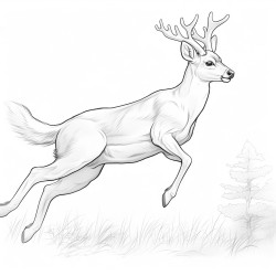 realistic female deer leaping into air
