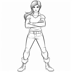 a strong confident woman standing with her hands on her hips looking forward with determination