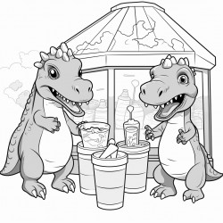 dinosaurs in an ice cream shop
