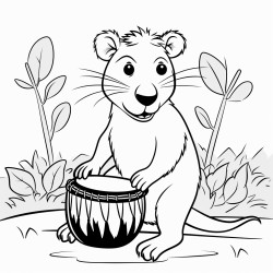 a capybara playing the bongos