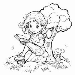 girl sitting in a tree and reading a book
