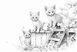 kittens playing in backyard
