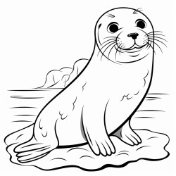 a cute icelandic harbor seal with bold on empty background