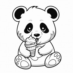 panda eats ice cream cone