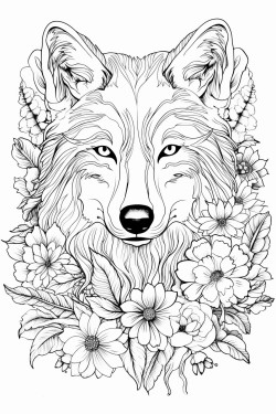 zentangle creative animal with flowers surrounding