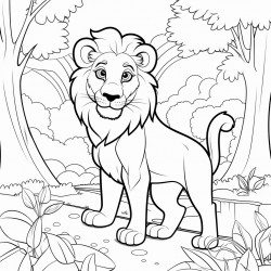 a lion in the forest