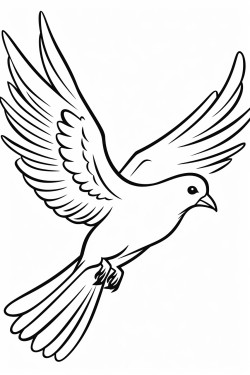 simple image of flying bird for children coloring book black and white image