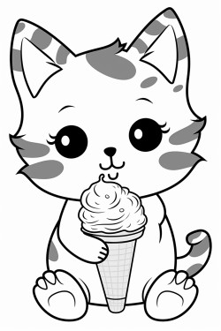 kitten eats ice cream