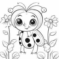 simple and easy adorable garden with ladybugs coloring pages for kids felttip pen white majorly