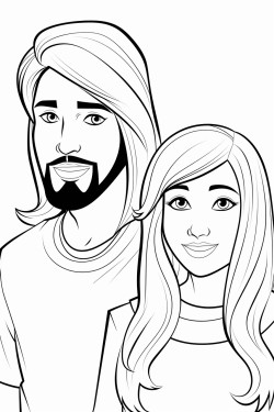 man with shoulder length hair and girl with long hair