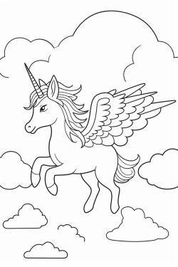 unicorn flying over a rainbow