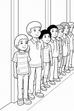 students lining up