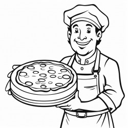 pizza man with pepperoni pizza in an open pizza box the pepperoni must be blank so we can colour it in
