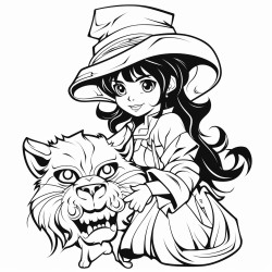 a witch with a tiger