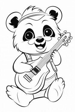 panda playing music instruments